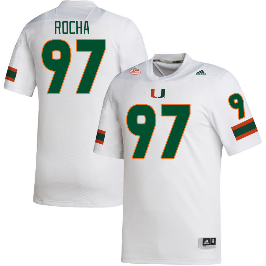 Men #97 Will Rocha Miami Hurricanes College Football Jerseys Stitched-White